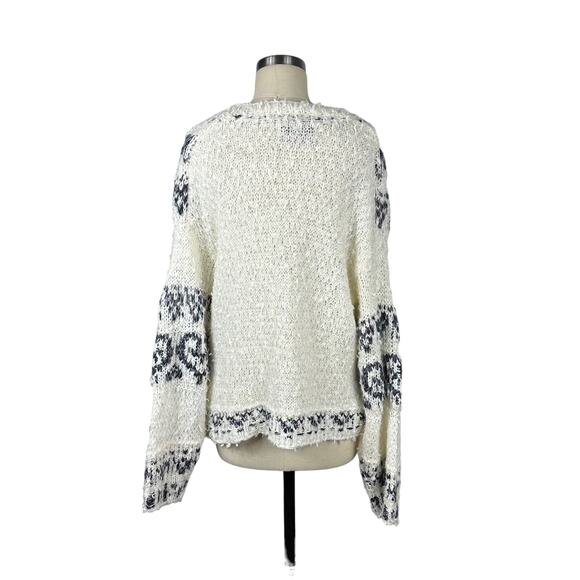 PILCRO Anthropologie Petra Feathered Sweater White Gray Knit Women's Size Medium - Picture 3 of 7